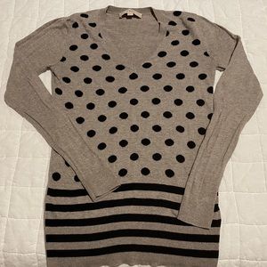 Loft heather gray polka dot sweater XS